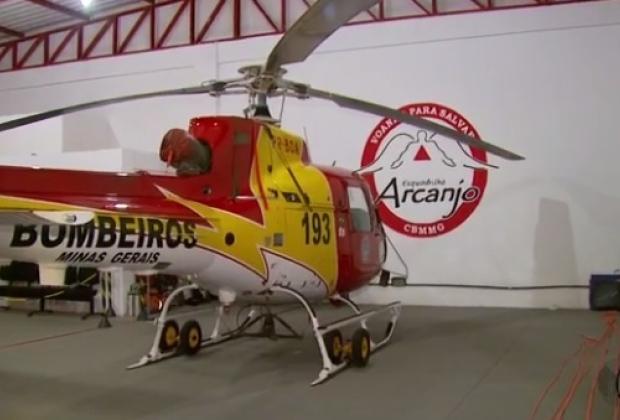 Helicóptero do Corpo de Bombeiros teve pintura danificada após ser atingido por linha de cerol