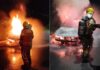 Carro é destruído por incêndio no bairro São Francisco, em Sete Lagoas