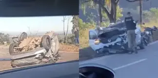 Motorista morre em grave acidente envolvendo dois carros e uma carreta na BR-356, em Itabirito